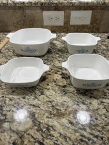 Juego de 4 cazuelas pequeñas vintage Corning Ware azul aciano - sin tapas - - Imagen 1 de 6