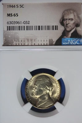1944 S NGC MS65 JEEFERSON NICKEL #B51209 - Image 1 of 2