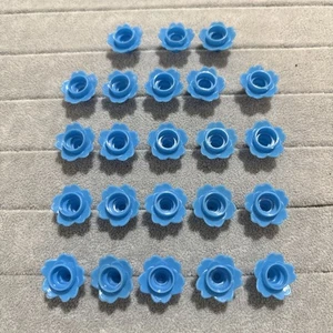 Vintage Hard Plastic Flower Cake Decor Candle Holders BLUE Lot of 23 - Picture 1 of 8