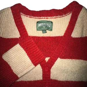 American Eagle rot gestreifter Langarm Knopfleiste Cardigan Pullover Damen Large - Bild 1 von 10