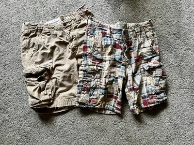 Lote De Colección De 2 Pantalones Cortos Abercrombie & Fitch Para Hombre’s 30 Heavy Cargo Troop Años 90 Y2k Foto 1 de 4