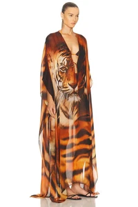 NWT SKIMS X Roberto Cavalli Long Tiger Print Kaftan Large - Picture 1 of 3