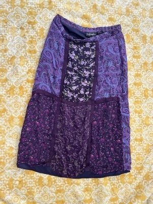 Vintage Y2K Express Silk Requirements Purple Patterned Size M Maxi Skirt - Image 1 of 3