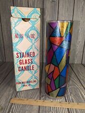 Vintage Penn Wax Stain Glass Candle Original Box 