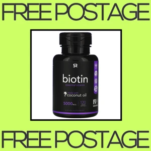 NEW Sports Research, Biotin With Coconut Oil, 5,000 mcg - 120 Veggie Softgels - Picture 1 of 2