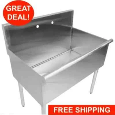 REGENCY 36" X 24" X 14" Bowl Stainless Steel Commercial Utility Prep 36" 1 Sink 16-Gauge