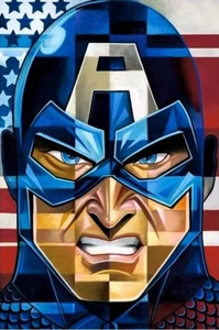 Steve Rogers Captain America Marvel Superhero Cubism Fine Art Portrait on Canvas - Picture 1 of 1