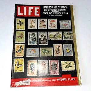 LIFE Magazine November 30 1959 Rainbow of Stamps Beats Sad but Noisy Rebels - Picture 1 of 5