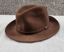 Tiger Pride Brown 100% Wool Felt Fedora Hat Made in the USA Size Large