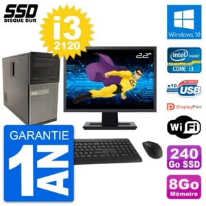 PC tour DELL 790 MT Screen 22 " Intel i3-2120 RAM 8Go SSD 240Go Windows 10 Wifi - Zdjęcie 1 z 3