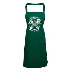 Personalised BBQ Apron for Men & Women - Custom Name Apron with BBQ Tool Pocket - Picture 1 of 70