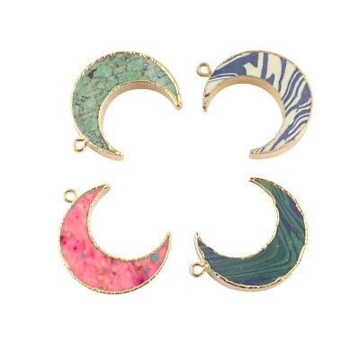 花式绿松石镀金 DIY 珠宝制作连接器 4 件装 — 第 1/4 张图片