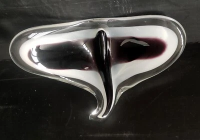 Coppa Forma Raie Vetro Firmato FLYGSFORS Serie Conchiglia Design 60 Scandinavo - Immagine 1 di 3