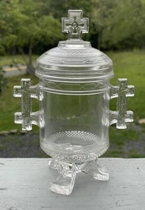 Seltene antike 1879 LaBelle Glas EAPG Queen Anne bärtiger Mann bedeckt Zuckerdose - Bild 1 von 17