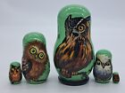 4" Owls Russian stacking dolls 5 in 1 handmade and painted nesting dolls Ukraine