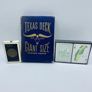 Vintage Playing Card Deck Lot 3 Packs Oversized Golf Courses & Aztec Advertising - Picture 1 of 12