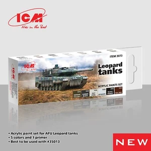 Juego de pinturas acrílicas para tanques AFU Leopard gris, marrón, verde, blanco, negro - Imagen 1 de 7