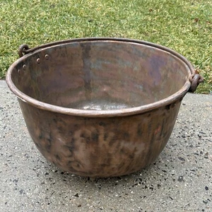 Large Antique 20” Copper Cauldron Apple Butter Candy Kettle Pot - Picture 1 of 16