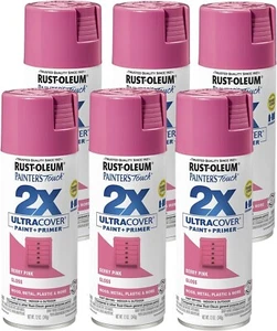 Rust-Oleum Gloss Berry Pink 6 Pack 12 oz 2X Ultra Cover Spray Paint Paint/Primer - Picture 1 of 10
