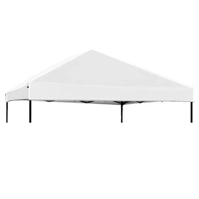 ALL-IN-ONE_EMPORIUM 8x8 Canopy Replacement Top Outdoor Tent only Silver Coated Cover with Ropes,