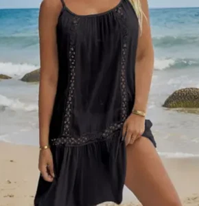 Traje de baño encubrimiento vestido negro plisado gran tamaño material suave talla L solamente - Imagen 1 de 1
