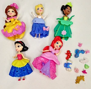 Disney LITTLE KINGDOM Snap Ins Figures x5 + pieces Princess Tiana Belle Snow - Picture 1 of 6