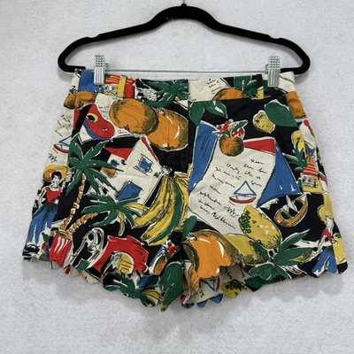 Pantalones Cortos J Crew Para Mujer 2 Estampado Tropical Dobladillo Vieira Fruta Cintura Alta Verano Informal Foto 1 de 4