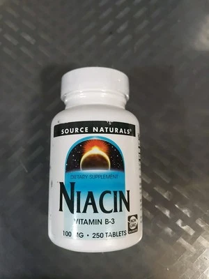 Source Naturals Niacin 100 mg 250 Tablets Dairy-Free, Egg-Free Exp 06/2027 #S12 - Imagem 1 de 2