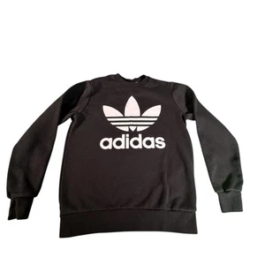 Adidas Originals Trefoil Logo Black Crewneck Sweatshirt Youth Size L 13-14Y - Picture 1 of 8
