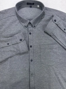 Camicia Oxford Paisley e grigia maglia uomo 2XL grigia con bottoni Brian LS tasca - Foto 1 di 10