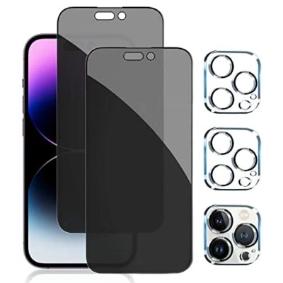 Paquete de 2+2 Protector De Pantalla Privacidad Vidrio Templado Para iPhone 14 Pro Max Foto 1 de 4