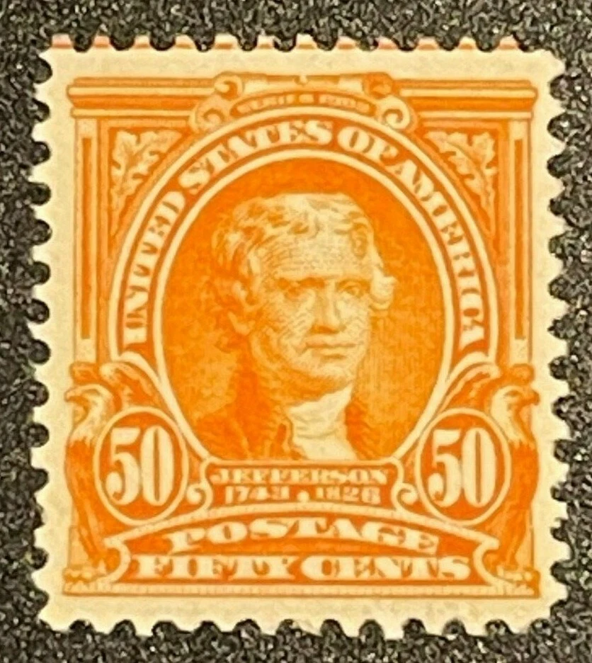 Scott#: 310 - Thomas Jefferson VF LH 50¢ orange vivid color single unused stamp  - Image 1 of 2