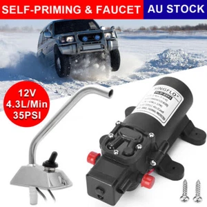 12V Water Pump Self Priming Camping Boat Caravan Pressure Tap 4.3Lpm Faucet - Picture 1 of 18