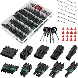 376Pcs 25 Kits Waterproof Automotive Electrical Connectors 1/2/3/4/6 Male&Female - Picture 1 of 12