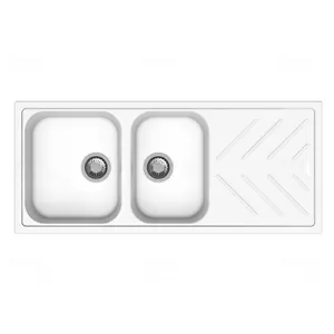 10mm Thickness Granite Stone Double Bowls Kitchen Sink Drainer Board Snova White - Picture 1 of 3