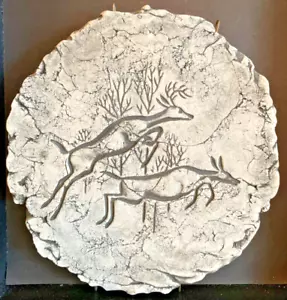 Vintage Shapes of Clay By Stan Langtwait Primitive Deer Stag & Doe Running - Picture 1 of 3