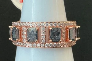 Bomb Party Ring “Bands Make Her Dance” RBP8360 LC Black Ice Crystal RG sz 10 - Picture 1 of 2