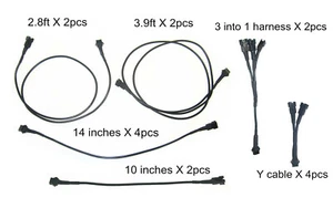 4 Size Black Extension Wire Y Cable 3 Way Splitter Kit Work For Trike Led Lights - Imagen 1 de 12