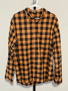 Oakley Shirt Mens Large Orange Blue Check Casual Preppy Surfer Skate Beach - Picture 1 of 4