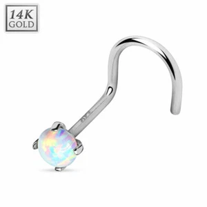 Gold Nose Screw with Prong Set Opalite Stone Top - Picture 1 of 3