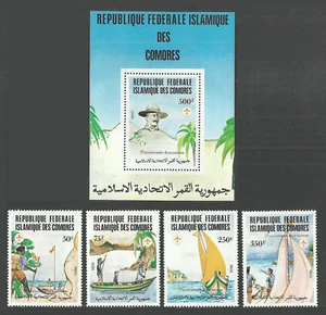 COMORO 1982 BOY SCOUTS 75TH ANNIVERSARY SAILING SPORTS SET & SHEET MNH - Picture 1 of 1