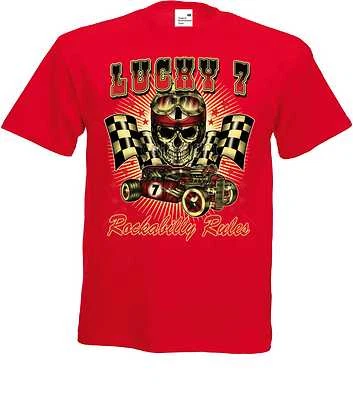 ORIGINAL ROADBREAKER STYLE T Shirt rot Hot Rod-,US Car& `50 Stylemotiv Modell Lucky 7 Rockabilly Rules