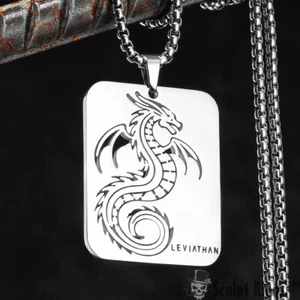 Anillos Esculpidos™ Colgante Dragón Leviatán Acero Inoxidable 316L Disponible con 60 cm - Imagen 1 de 10