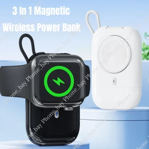 3 In 1 Wireless Portable Magnetic Power Bank For iPhone 15 14 13/ iWatch/Android - Picture 1 of 14