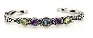 Carolyn Pollack Sterling Silver Cuff Bracelet Topaz, Amethyst, - Picture 1 of 2