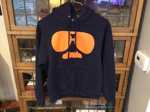 VTG Chicago Bears Coach Ditka Sunglasses Stash Navy Jerzees Hoodie SZ S - Cool Cover