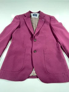 TailorByrd 40R 2 Button Sport Coat Maroon Waffle Textured Purple Lined Stretch - Picture 1 of 17