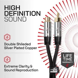 JuicEBitz® Pro Series Male to Female 2 x RCA Interconnect Cable 1m 2m 3m (Pair) - Picture 1 of 10