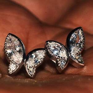 Butterfly Stud Earrings 925 Silver Crystal Earings Jewelry for Womens Female