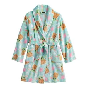 Girls $42 Star Wars The Mandalorian The Child aka Baby Yoda Aqua Fleece Robe NWT - Picture 1 of 1